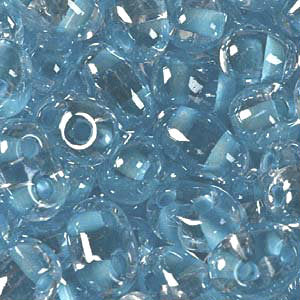 Czech Twin Beads 2.5x5mm Crystal Aqua Color Lined Qty:25g