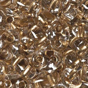 Czech Twin Beads 2.5x5mm Crystal Bronze Lined Qty:25g