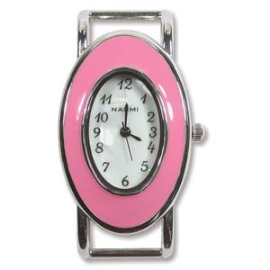 Watch Face Oval & Colorful 25x38mm Hot Pink *D* Qty:1