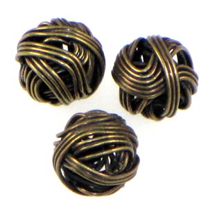Antique Bronze Plated Beads Wound Wire 10mm Qty:5