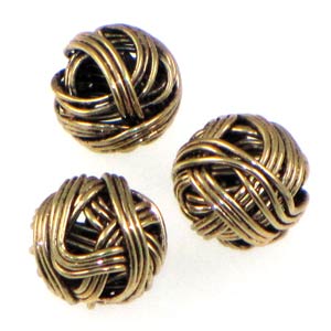 Antique Gold Plated Beads Wound Wire 10mm Qty:5