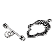 Antique Silver Plated Toggle Arabesque Oval 26x24mm Qty:2