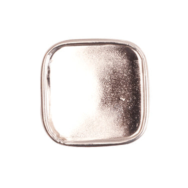 Button Shank Bezel Large Square Bright Sterling Silver Plated Qty:1