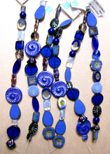 Load image into Gallery viewer, Czech Table Cut Mix Blue Qty: 6 inch strand
