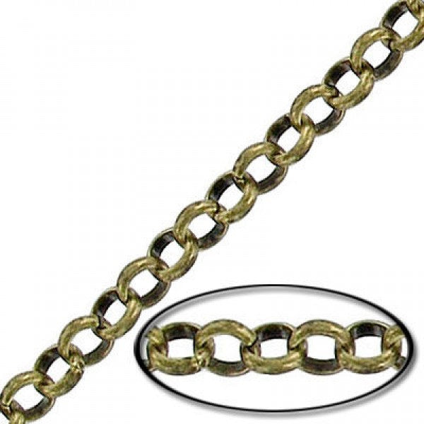 Antique Brass Finish Chain Rolo 4.5mm Qty:1 foot
