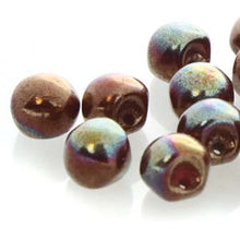 Load image into Gallery viewer, Czech Mini Mushroom Beads 5x6mm Coral Red Iris Luster Qty:50 *D*
