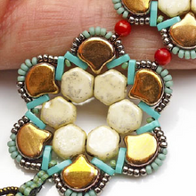 Load image into Gallery viewer, Czech Ginkgo Beads 7.5mm Polychrome Mint Chocolate Qty: 10g
