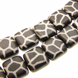 Czech Tile Beads 6mm Black & White Laser Cracked Qty:25 Strung