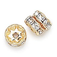 Rhinestone & Gold Metal Rondelle 8mm Crystal Qty:1