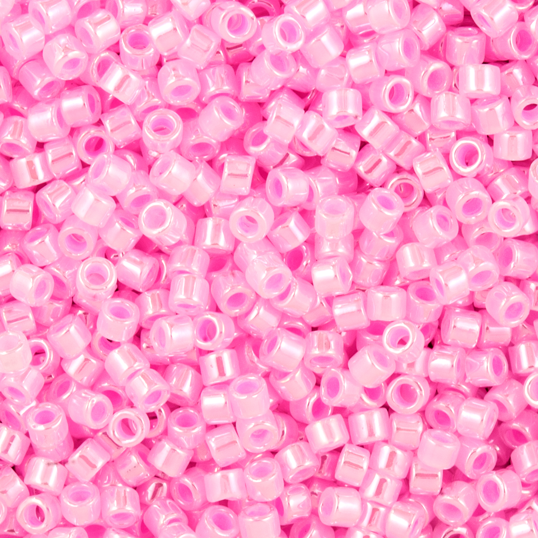 Miyuki Delica 11/0 0245 (DB) Crystal/Medium Pink Lined Qty:5g Tube