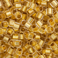Miyuki Hex Cut Delicas 11/0 0033 (DBC) Crystal/24K Gold Color Lined Qty:5g Tube