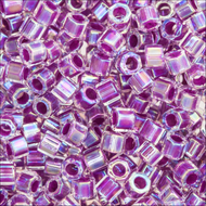 Miyuki Hex Cut Delicas 11/0 0056 (DBC) Crystal/Light Magenta Color Lined AB Qty:5g Tube