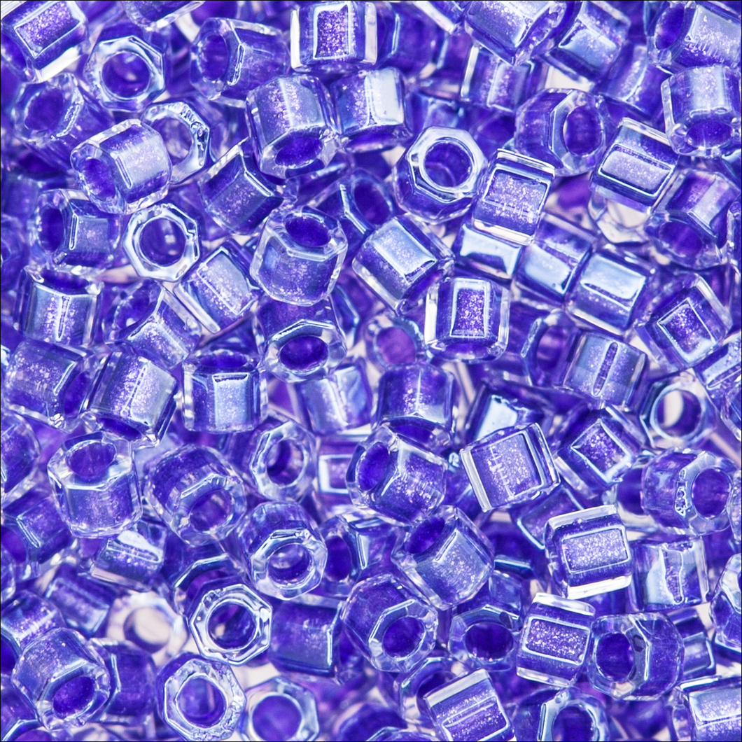 Miyuki Hex Cut Delicas 11/0 0906 (DBC) Crystal/Purple Color Lined Qty:5g Tube