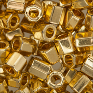 Miyuki Hex Cut Delicas 8/0 0031 (DBLC) 24K Gold Plated Metallic Qty:5g Tube