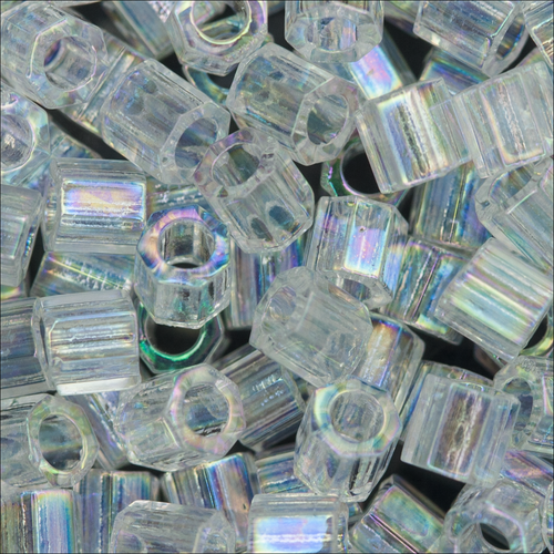 Miyuki Hex Cut Delicas 8/0 0051 (DBLC) Crystal Transparent AB Qty:5g Tube