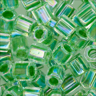 Miyuki Hex Cut Delicas 8/0 0060 (DBLC) Crystal/Lime Color Lined AB Qty:5g Tube