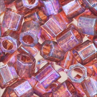 Miyuki Hex Cut Delicas 8/0 0104 (DBLC) Raspberry Transparent AB Qty:5g Tube