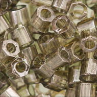 Miyuki Hex Cut Delicas 8/0 0123 (DBLC) Grey Olive Transparent Luster Qty:5g Tube
