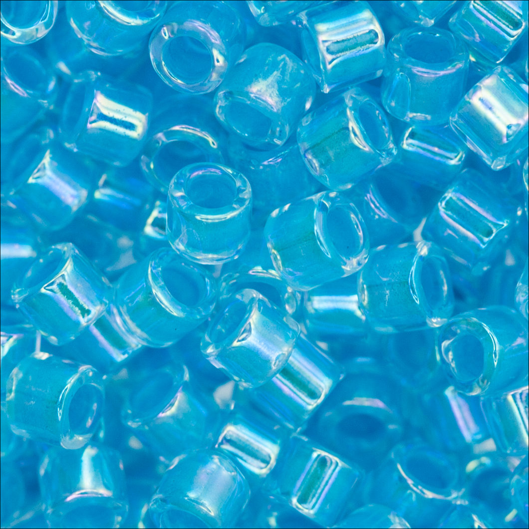 Miyuki Delica 10/0 0057 (DBM) Crystal/Sky Blue Transparent Color Lined AB Qty:5g Tube