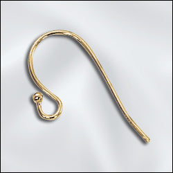 Brass Earwire with 1mm Ball 22 Gauge Qty:12