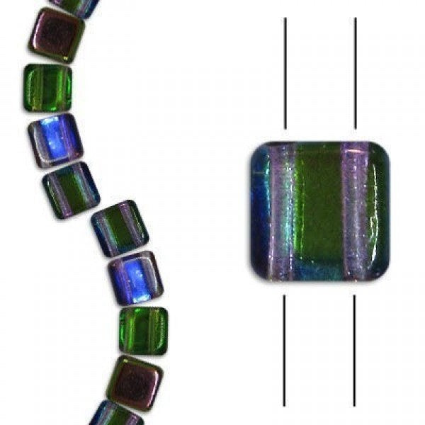 Czech Tile Beads 6mm Magic Violet Green Qty:30 Strung