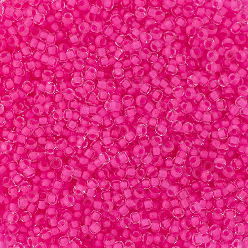 Czech Seedbeads 11/0 Crystal Neon Pink Color Lined