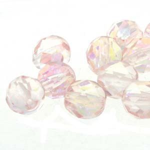 Czech Faceted Fire Polished Rounds 8mm Pink Ice AB Qty:20
