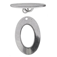Antique Silver Plated Toggle Smooth Oval 27x30mm Qty:1
