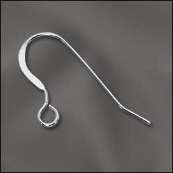 Sterling Silver Earring Hooks Flat with 2mm Ring Qty:6