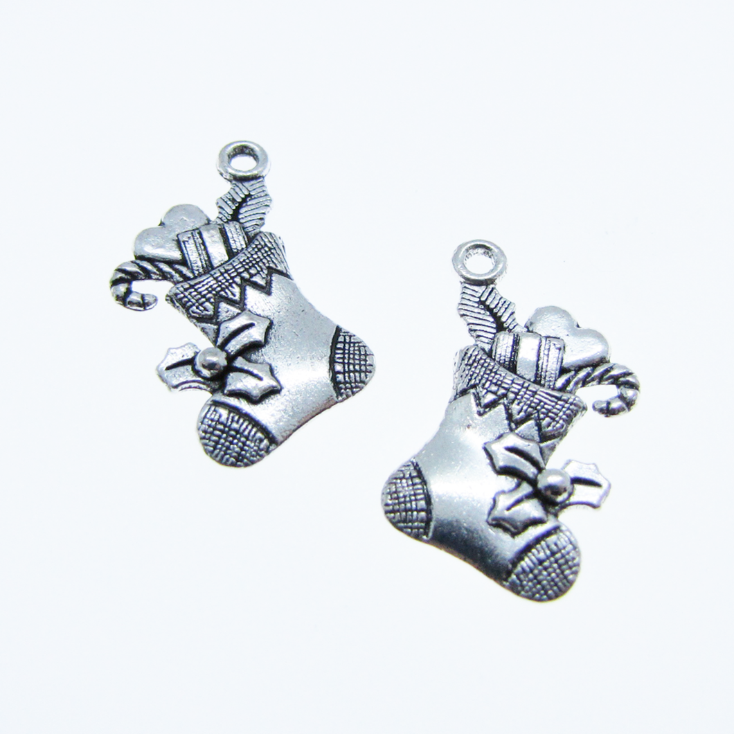 Antique Silver Charm Stocking 1