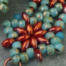 Load image into Gallery viewer, Czech Superduo Beads 2.5x5mm Pearl Shine Aqua Qty: 10g
