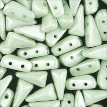 Load image into Gallery viewer, Czech Vexolo Beads 5x7mm White Green Luster Qty:20 beads
