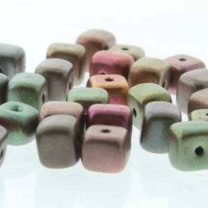 Czech Cubes 5x7mm Violet Rainbow Qty:30