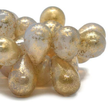 Load image into Gallery viewer, Czech Drop Bead 6x9mm White with Bronze Finish Qty: 25
